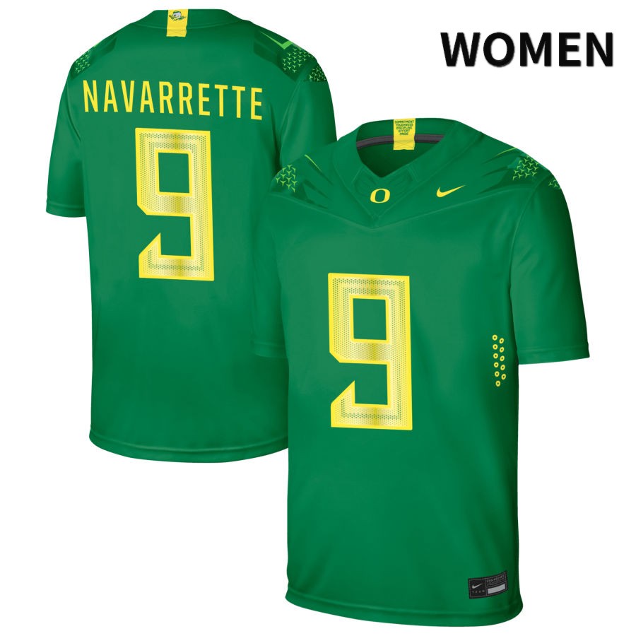Oregon Ducks Women's #9 Jaden Navarrette Football College Authentic Green NIL 2022 Nike Jersey FNU82O8A